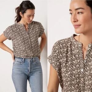 Faherty Dream Cotton Desmond Top Nusafloral Olive Organic Cotton Women Large